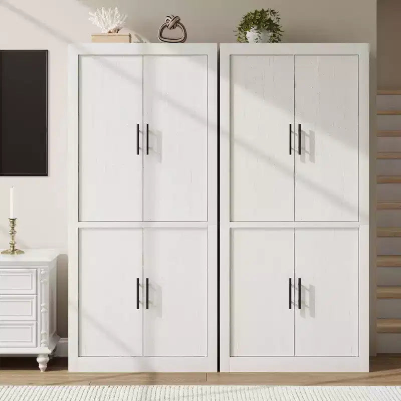Armoire de cuisine haute de 71 pouces, 4 portes et étagères réglables, Grand placard de rangement autoportant en bois pour la salle à manger et le salon