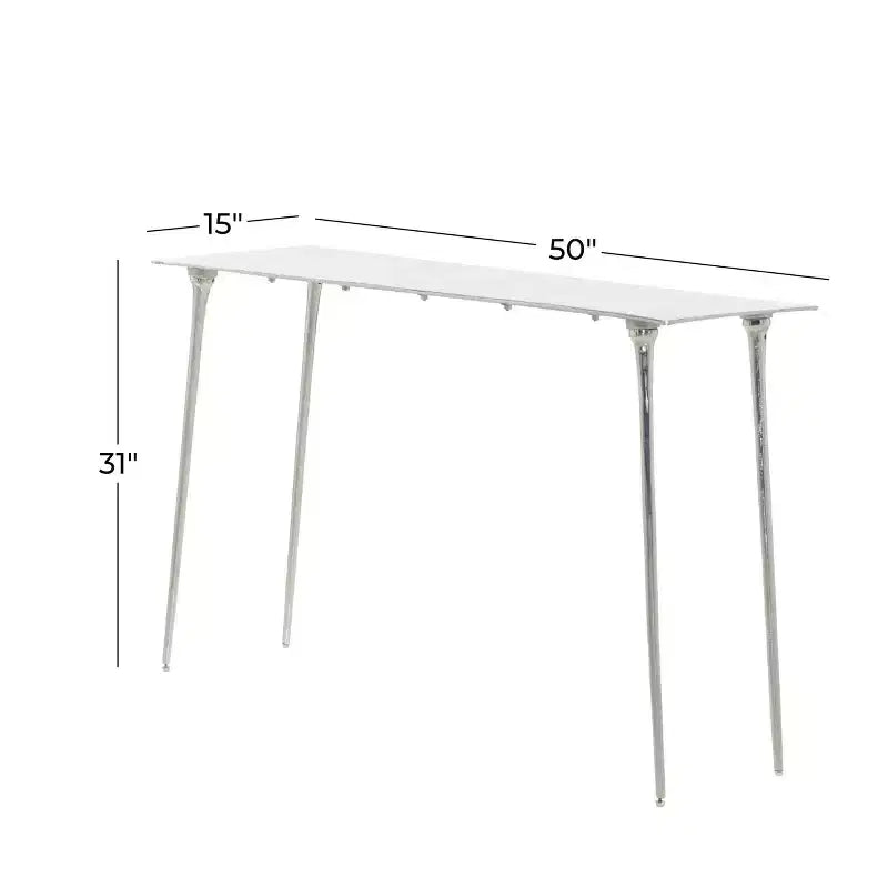 Console en aluminium argenté Glam – Olivia & May : Robuste, aucun assemblage, utilisation intérieure