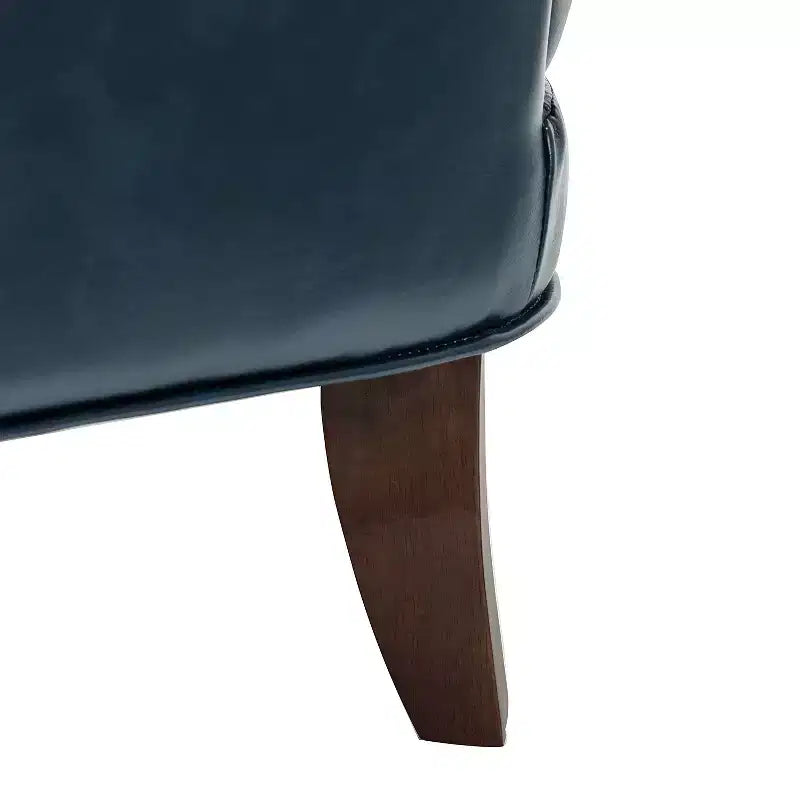 Fauteuil à oreilles en cuir végétalien de transition avec garniture cloutée pour salon et chambre à coucher