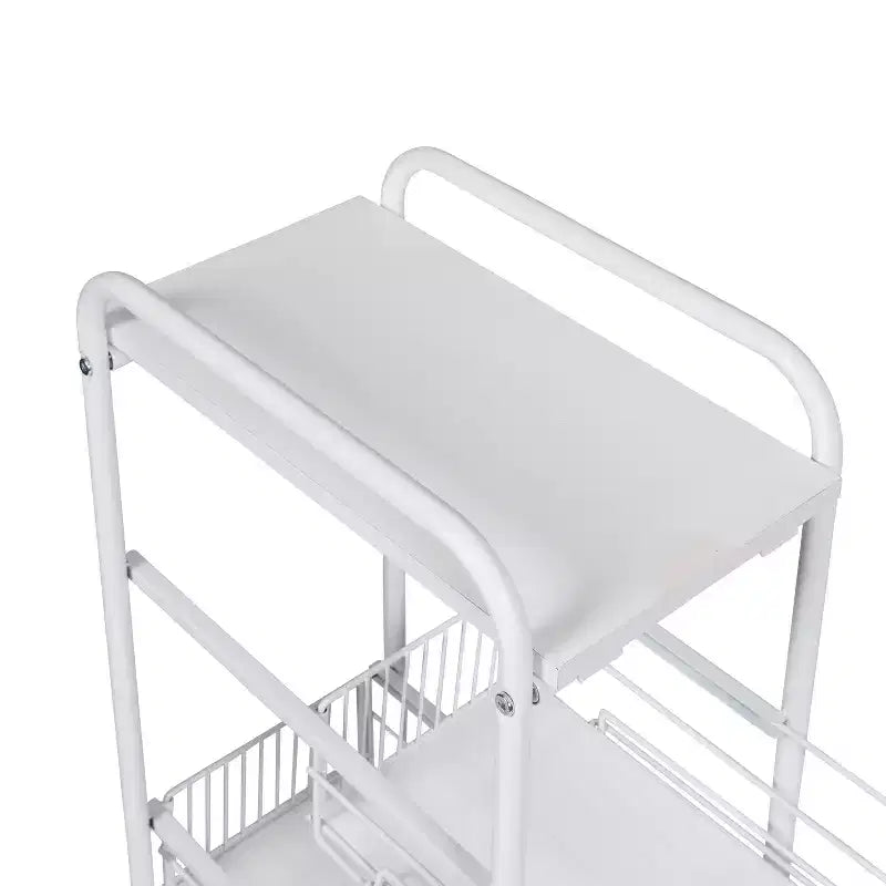 Chariot de rangement à 4 niveaux avec paniers coulissants : Chariot de cuisine noir, acier thermolaqué, roues verrouillables