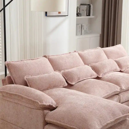 Canapé modulable Cloud pour salon, canapé d'angle moderne en chenille/boucle, canapé convertible modulable confortable avec double méridienne