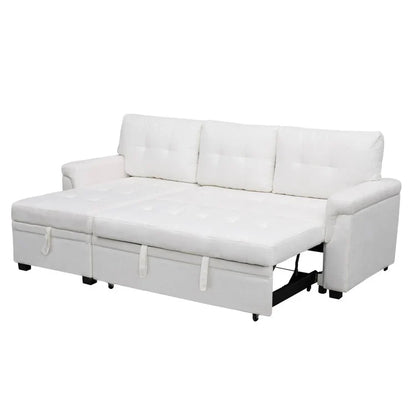 Canapé d'angle réversible avec lit gigogne, méridienne de rangement, pieds durables,