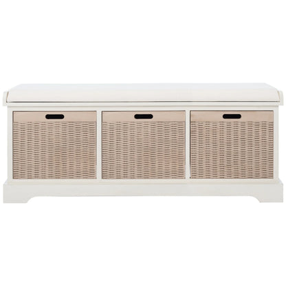 Banc de rangement SAFAVIEH Fiorello 3 tiroirs avec coussin - 47,3 L x 15 P x 19 H - 47Lx15Px19H
