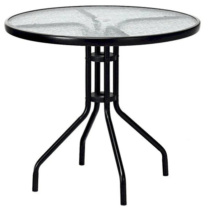 Table ronde de jardin Costway 32 avec plateau en verre trempé