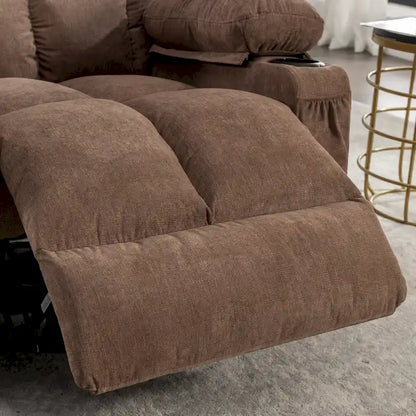 Fauteuil inclinable gris surdimensionné avec fonctions de chauffage et de massage, inclinaison à 150°, bascule à 30°, port USB pour la recharge et 2 porte-gobelets