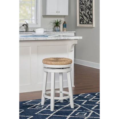 Tabouret de comptoir pivotant sans dossier Maya avec assise en jonc de mer