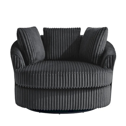 Fauteuil pivotant rond surdimensionné en velours côtelé avec accoudoirs encastrés 43 W