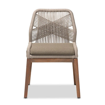 Chaise de salle à manger en acajou tressée en corde de style transitionnel moderne ââ‚?Grise