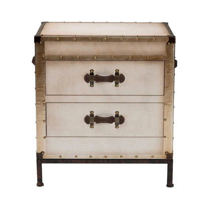 Table d'appoint/Malle de rangement en toile effet vieilli Laura
