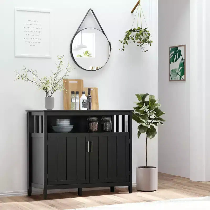 Buffet de salle à manger/bar avec 2 portes et étagères réglables, Console pour cuisine, entrée, salon