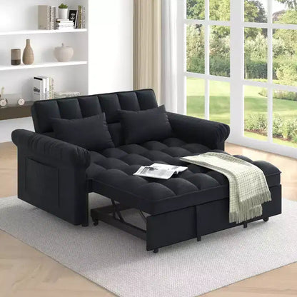 Canapé-Lit Moderne Convertible avec Accoudoirs, Convertible en Lit, Réglable, pour Salon, Chambre, Noir