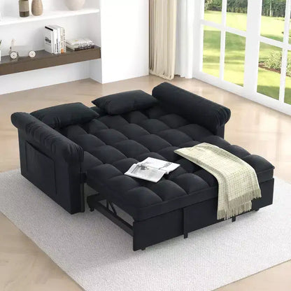 Canapé-Lit Moderne Convertible avec Accoudoirs, Convertible en Lit, Réglable, pour Salon, Chambre, Noir