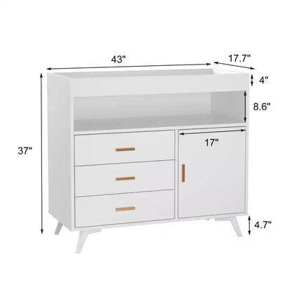 Commode à langer pour bébés, commode à langer 3 tiroirs avec matelas à langer amovible, commode avec plateau à langer, commode pour chambre de bébé