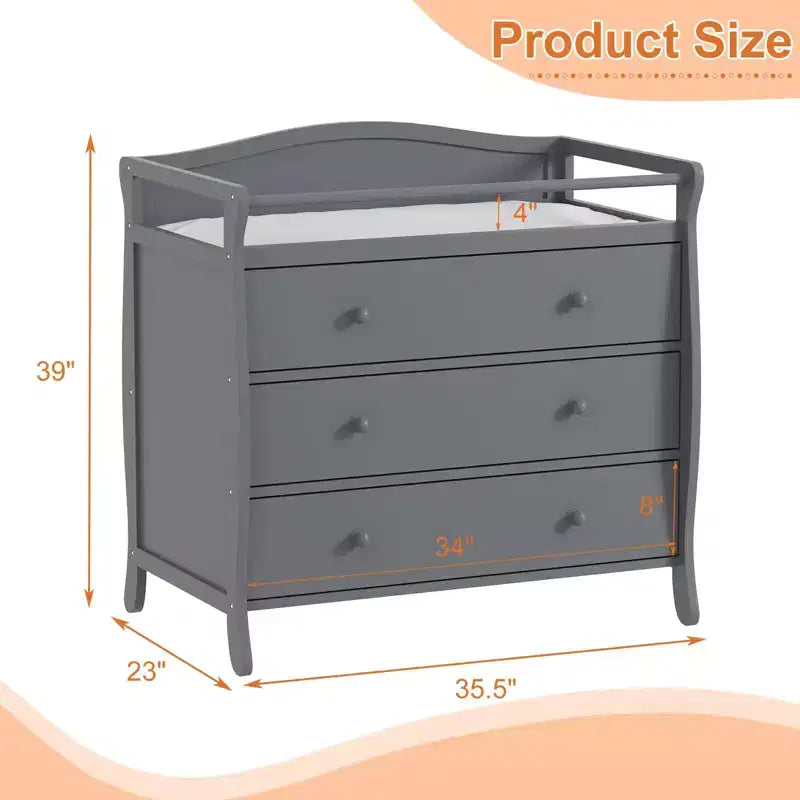 Commode à langer pour bébés, commode à langer 3 tiroirs avec matelas à langer amovible, commode avec plateau à langer, commode pour chambre de bébé