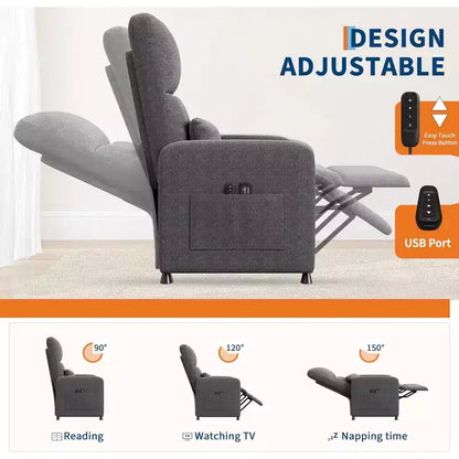 Fauteuil inclinable réglable ergonomique surdimensionné, Fauteuil de cinéma maison pour adultes avec poches latérales, Dossier haut, Siège rembourré, pour salon