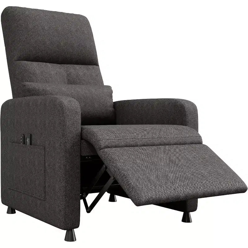 Adjustable Recliner Ergonomic Overstuffed Single Sofa, Adults Home Theater Seating with Side Pockets, Tall Back, Padded Seat, for Living Room
