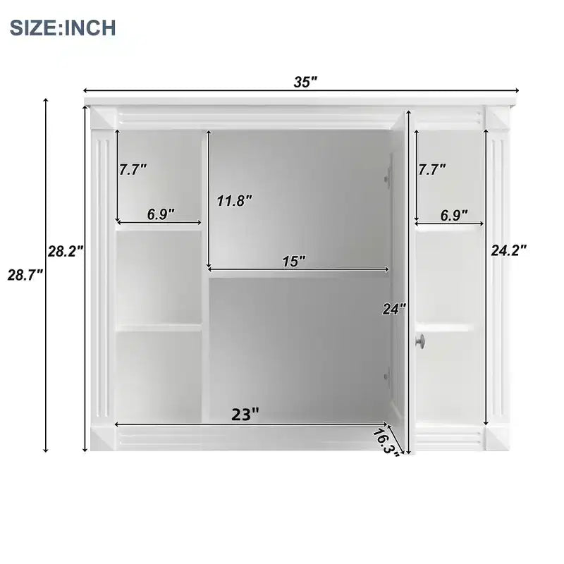 Armoire de salle de bain murale, Armoire à pharmacie, Armoire miroir murale avec 6 étagères ouvertes