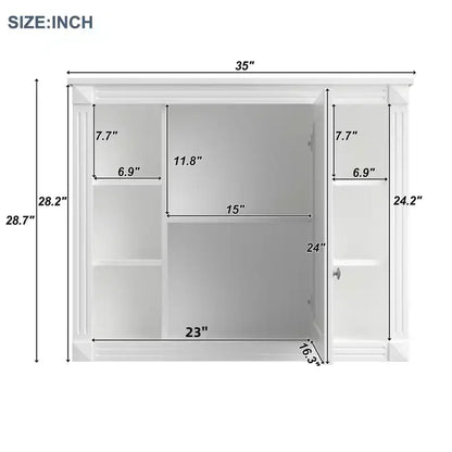 Armoire de salle de bain murale, Armoire à pharmacie, Armoire miroir murale avec 6 étagères ouvertes