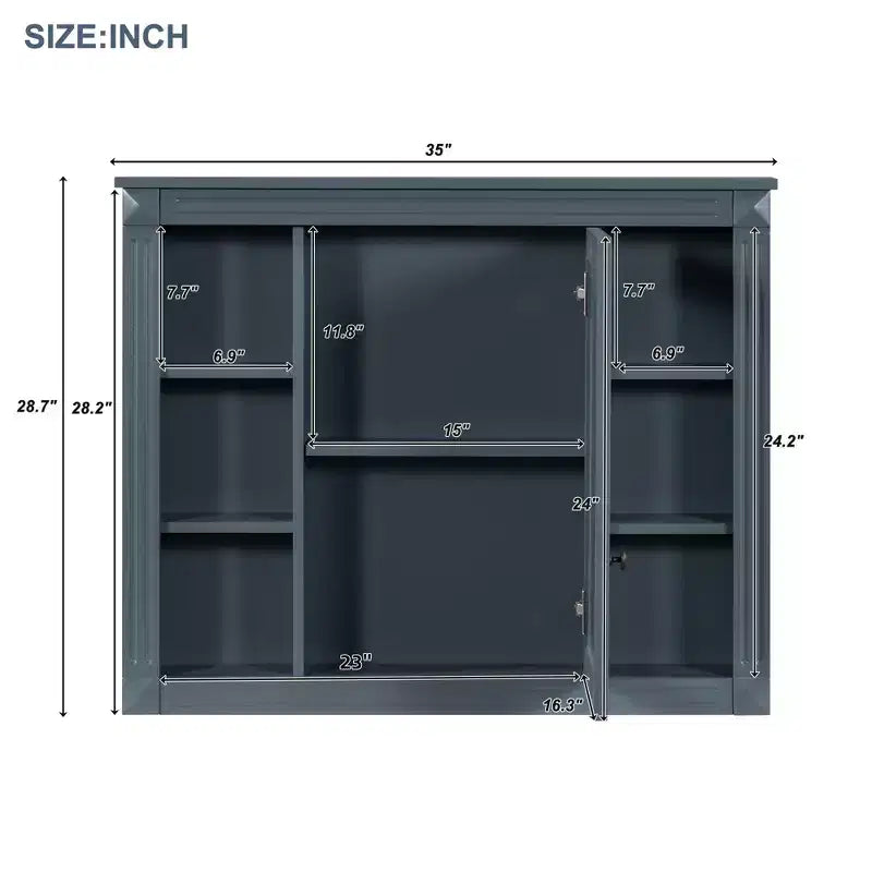 Armoire de salle de bain murale, Armoire à pharmacie, Armoire miroir murale avec 6 étagères ouvertes