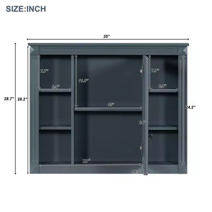 Armoire de salle de bain murale, Armoire à pharmacie, Armoire miroir murale avec 6 étagères ouvertes