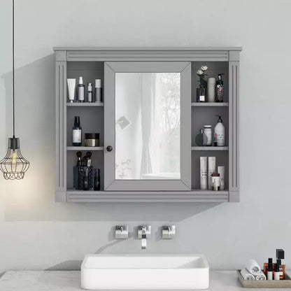 Armoire de salle de bain murale, Armoire à pharmacie, Armoire miroir murale avec 6 étagères ouvertes