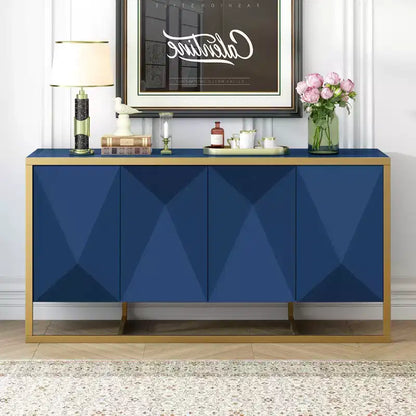 Buffet moderne en placage d'acajou avec pieds en métal uniques, armoires de rangement polyvalentes