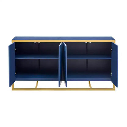 Buffet moderne en placage d'acajou avec pieds en métal uniques, armoires de rangement polyvalentes