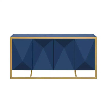 Buffet moderne en placage d'acajou avec pieds en métal uniques, armoires de rangement polyvalentes