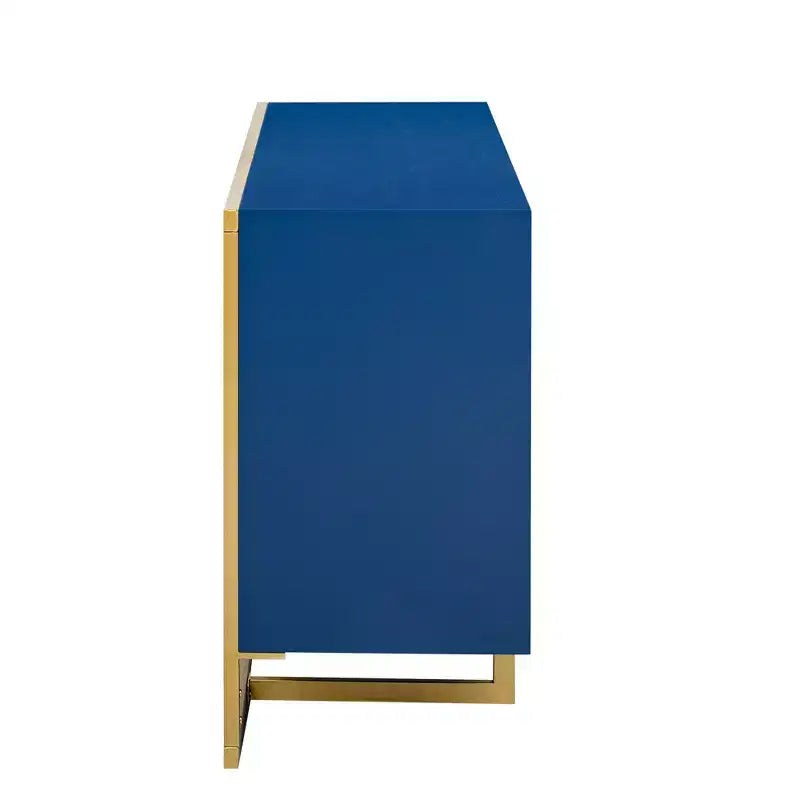 Buffet moderne en placage d'acajou avec pieds en métal uniques, armoires de rangement polyvalentes