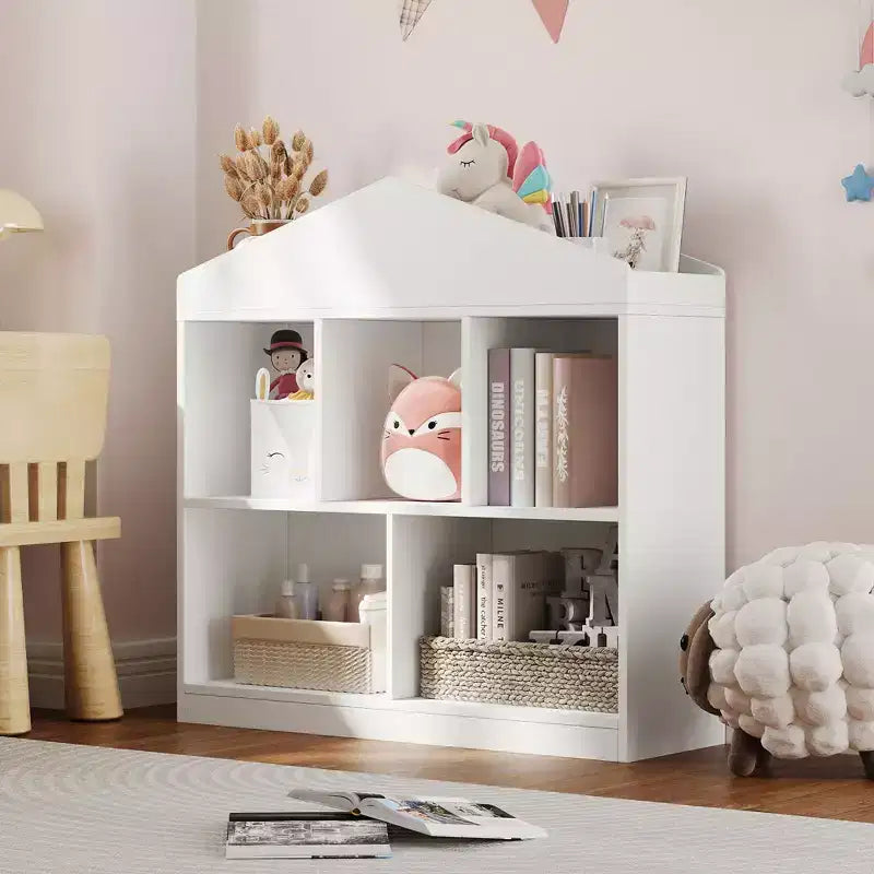 Grande bibliothèque pour enfants en bois à 3 niveaux et organisateur de rangement de jouets avec couvercle à charnière, design polyvalent pour salle de jeux, chambre d'enfant, crèche et maternelle