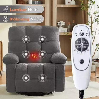 Fauteuil inclinable avec massage vibrant et chauffage lombaire pour adultes, fauteuil inclinable à bascule surdimensionné 350 LBS, canapé simple