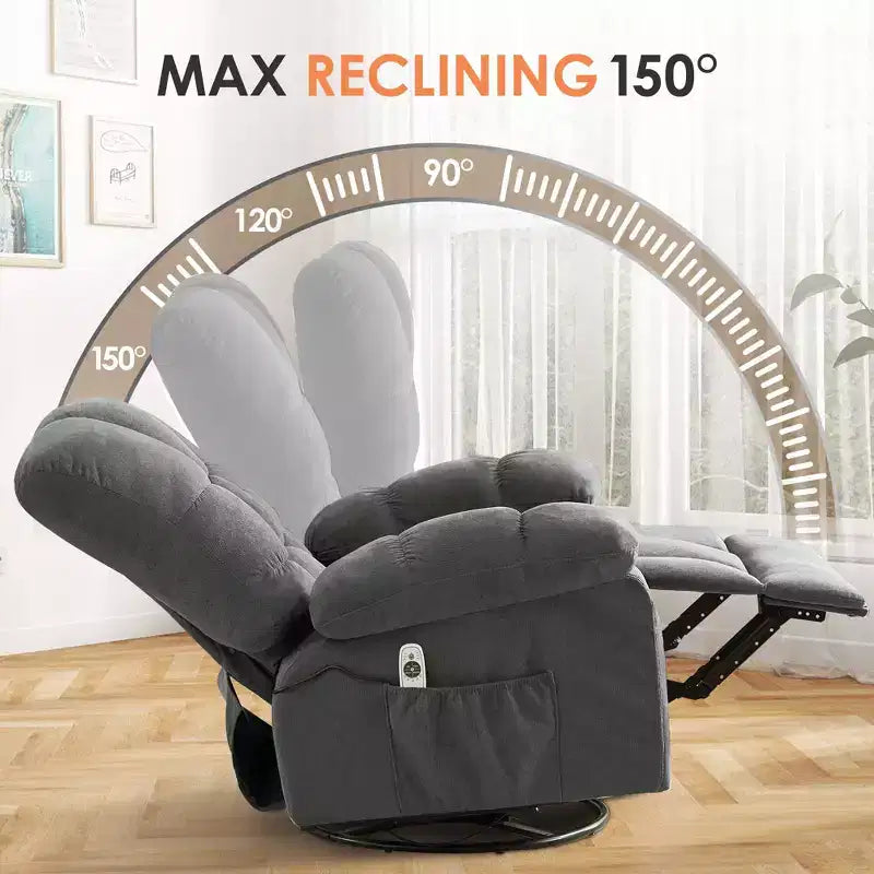 Fauteuil inclinable avec massage vibrant et chauffage lombaire pour adultes, fauteuil inclinable à bascule surdimensionné 350 LBS, canapé simple