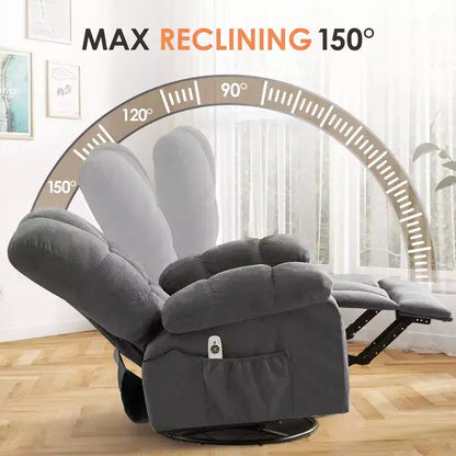 Fauteuil inclinable avec massage vibrant et chauffage lombaire pour adultes, fauteuil inclinable à bascule surdimensionné 350 LBS, canapé simple