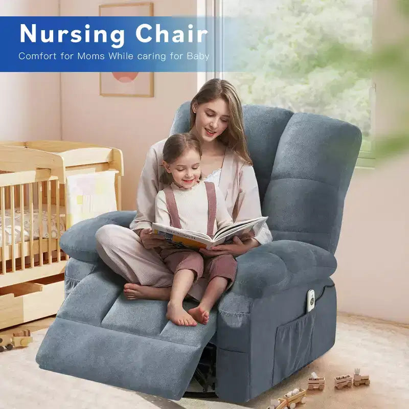 Fauteuil inclinable avec massage vibrant et chauffage lombaire pour adultes, fauteuil inclinable à bascule surdimensionné 350 LBS, canapé simple