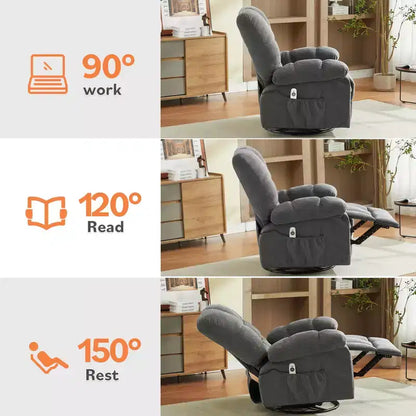 Fauteuil inclinable avec massage vibrant et chauffage lombaire pour adultes, fauteuil inclinable à bascule surdimensionné 350 LBS, canapé simple