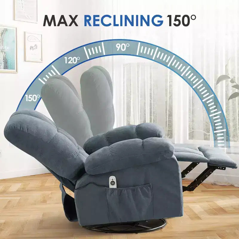 Fauteuil inclinable avec massage vibrant et chauffage lombaire pour adultes, fauteuil inclinable à bascule surdimensionné 350 LBS, canapé simple