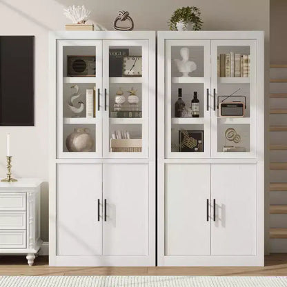 Armoire de cuisine haute de 71 pouces, 4 portes et étagères réglables, Grand placard de rangement autoportant en bois pour la salle à manger et le salon
