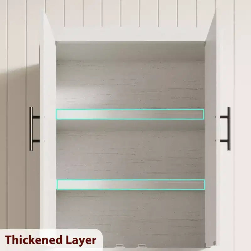 Armoire de cuisine haute de 71 pouces, 4 portes et étagères réglables, Grand placard de rangement autoportant en bois pour la salle à manger et le salon
