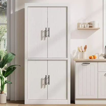 Armoire de cuisine haute de 71 pouces, 4 portes et étagères réglables, Grand placard de rangement autoportant en bois pour la salle à manger et le salon