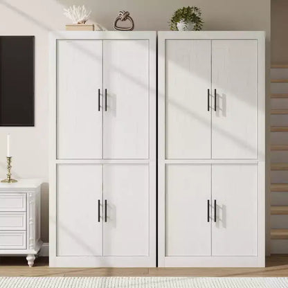 Armoire de cuisine haute de 71 pouces, 4 portes et étagères réglables, Grand placard de rangement autoportant en bois pour la salle à manger et le salon