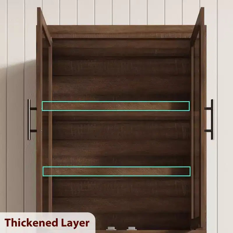 Armoire de cuisine haute de 71 pouces, 4 portes et étagères réglables, Grand placard de rangement autoportant en bois pour la salle à manger et le salon