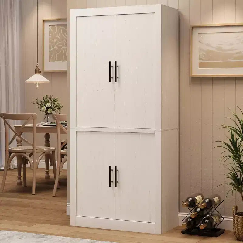 Armoire de cuisine haute de 71 pouces, 4 portes et étagères réglables, Grand placard de rangement autoportant en bois pour la salle à manger et le salon