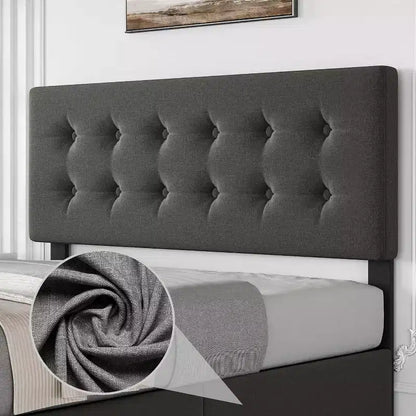 Lit plate-forme double avec tête de lit élégante et stylée, 4 tiroirs de rangement, matelas sans sommier requis, support robuste