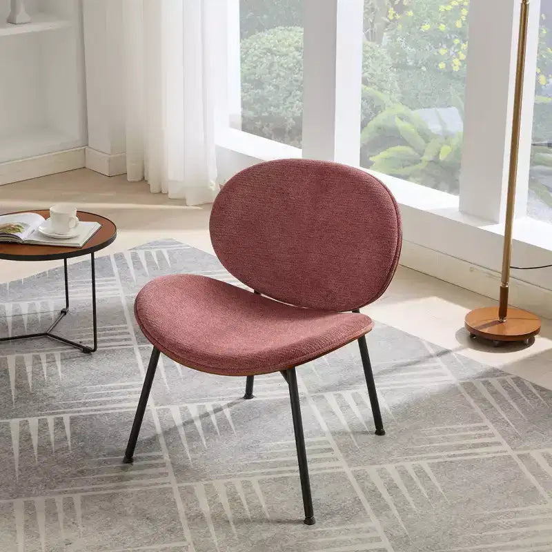 Chaise Coque Mid-Century Moderne - Piètement Tripode, Cuir Noir, Finition Noyer, Dossier Confortable