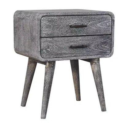 Table de chevet à deux tiroirs, en bois massif gris vieilli, 22 po