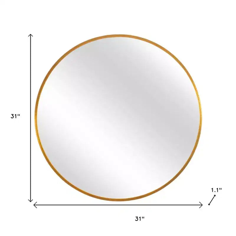 Miroir décoratif rond à cadre métallique doré de 31 po