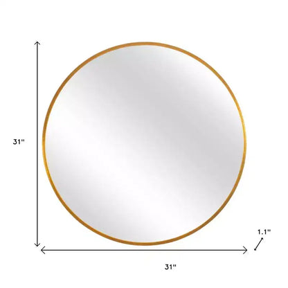 Miroir décoratif rond à cadre métallique doré de 31 po
