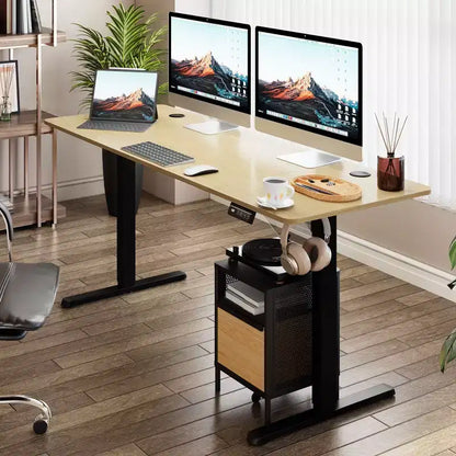 Bureau Debout à Hauteur Réglable de 63'', Bureaux Informatiques avec Préréglage de Mémoire, Plateau de Table en Épissure