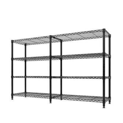 Étagère de rangement métallique robuste à 4 niveaux de 150 cm de large, capacité de 480 kg, rayonnage réglable pour garde-manger, cuisine, garage