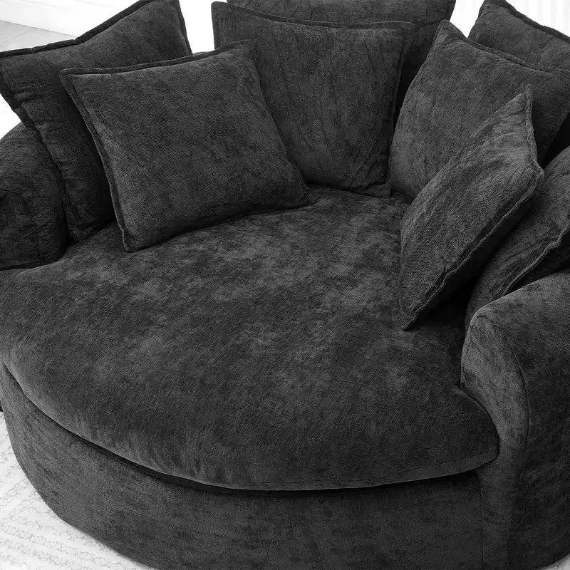 Canapé rond en forme de miche de pain de 152 cm, canapé rond sans structure, canapé-lit entièrement compressé avec 8 coussins.